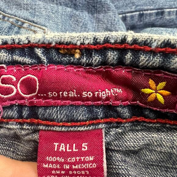 Vintage 90s Y2k Flare Mid Rise 100% Cotton Jeans Size 5 Tall So... - Picture 6 of 6